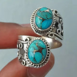 Anello a Fascia con Croce Vintage Elegante in Turchese