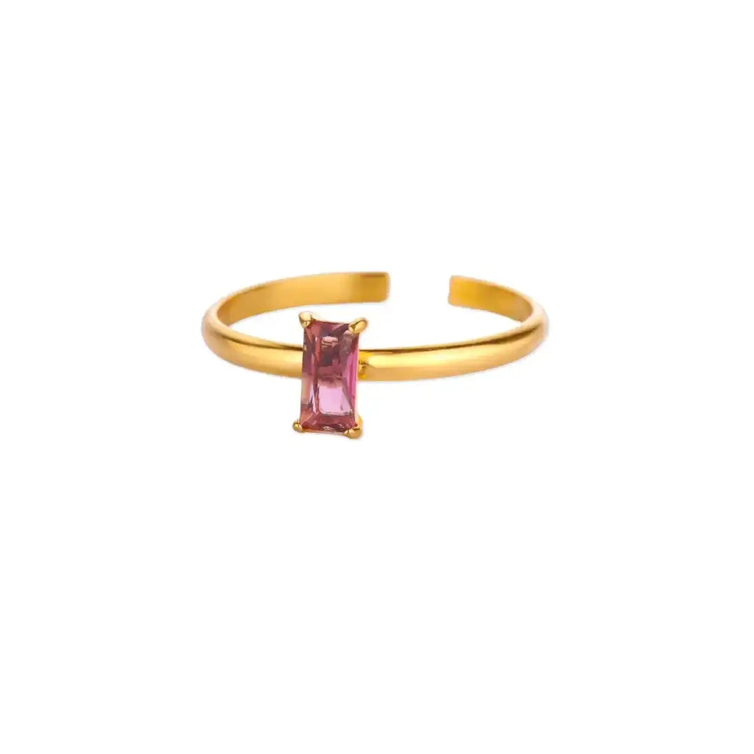 Anello d'Oro Delicato Regolabile con Gemma Colorata