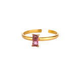 Anello d'Oro Delicato Regolabile con Gemma Colorata