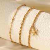Set di cavigliera con charm a forma di stella marina da 3 pezzi