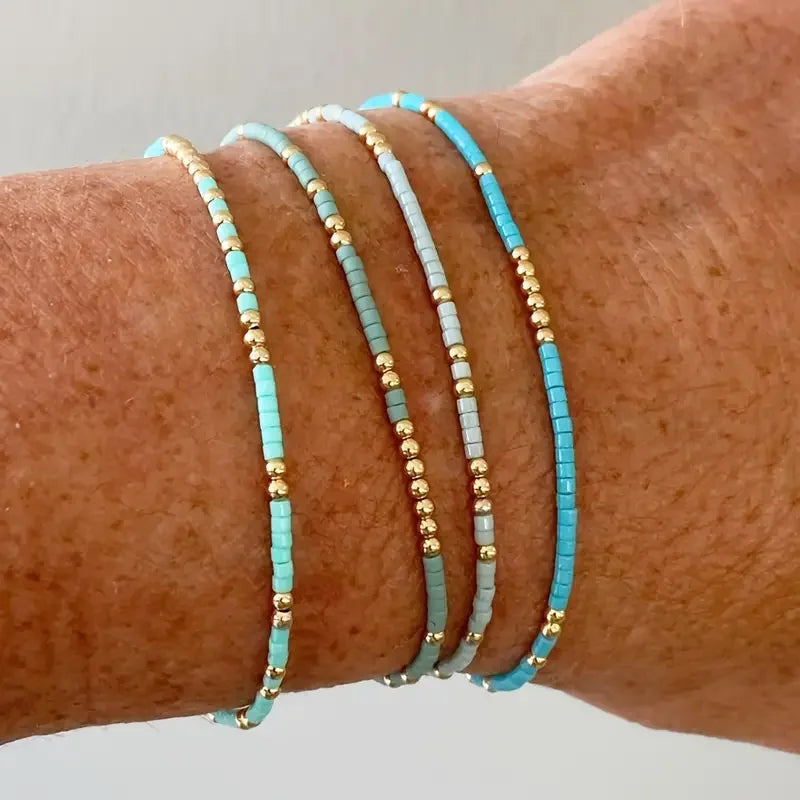 Set di Braccialetti Chic Bohemien con Perle Turchesi