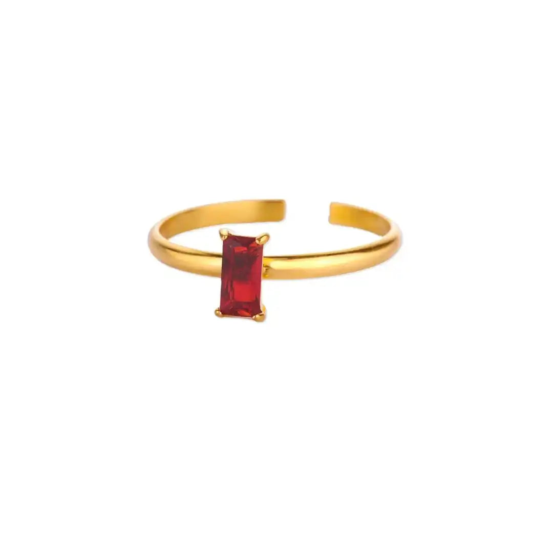 Anello d'Oro Delicato Regolabile con Gemma Colorata