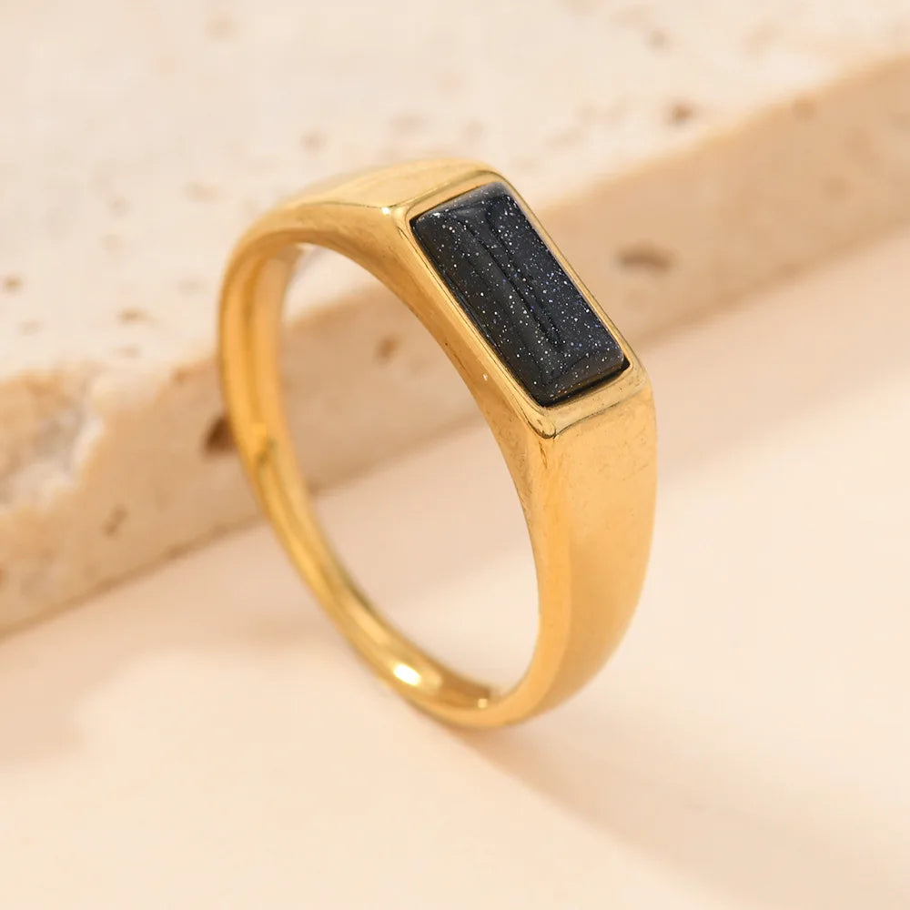 Anelli in Oro con Gemme Rettangolari Eleganti