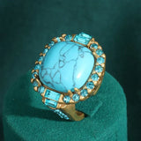 Anello Vintage Art Deco Turchese Oro