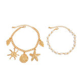 Set di Cavigliere con Stella Marina e Perla (2 pezzi)