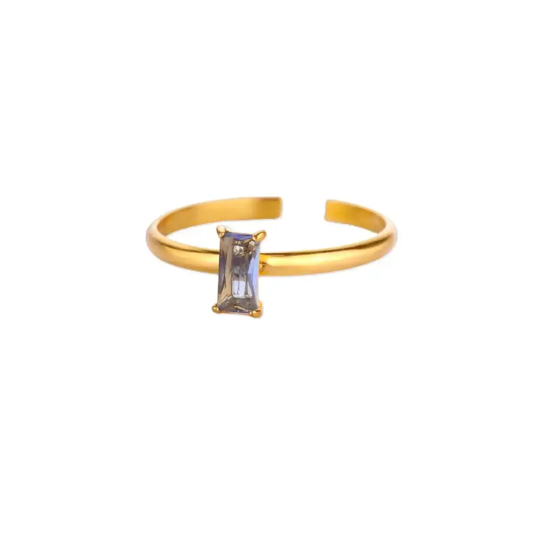 Anello d'Oro Delicato Regolabile con Gemma Colorata