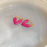 Orecchini a cuore smaltati rossi romantici