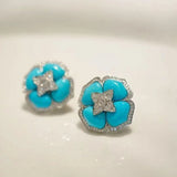 Orecchini a Fiore Blu in Argento Sofisticato