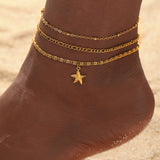 Set di cavigliera con charm a forma di stella marina da 3 pezzi