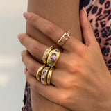 Anelli Impilabili in Cristallo Rosa Chunky