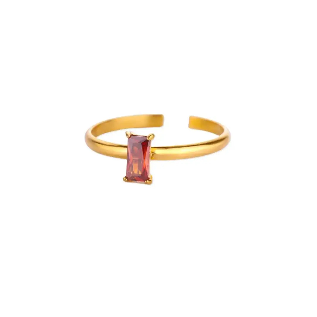 Anello d'Oro Delicato Regolabile con Gemma Colorata