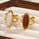 Anello Doppio Ovale in Oro con Cabochon