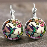 Collana con Pendente in Vetro a Cupola a Forma di Colibrì