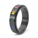 Anello Antistress in Acciaio Inossidabile con Zampe Arcobaleno