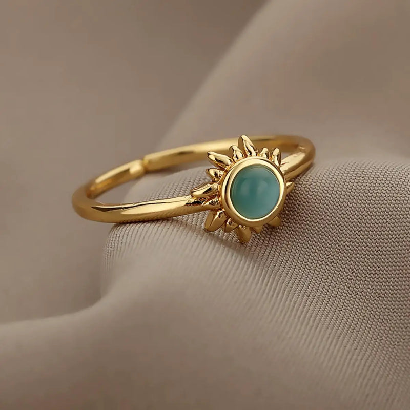 Anelli Sole in Pietra Opale Oro e Argento