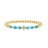 Bracciale con Charm a Croce in Perline Turchesi Vintage