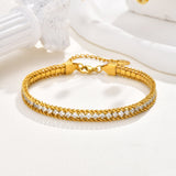 Set di cavigliere in oro con cristalli (2 pezzi)