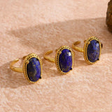 Anello Regolabile in Oro con Pietra di Lapis Azul