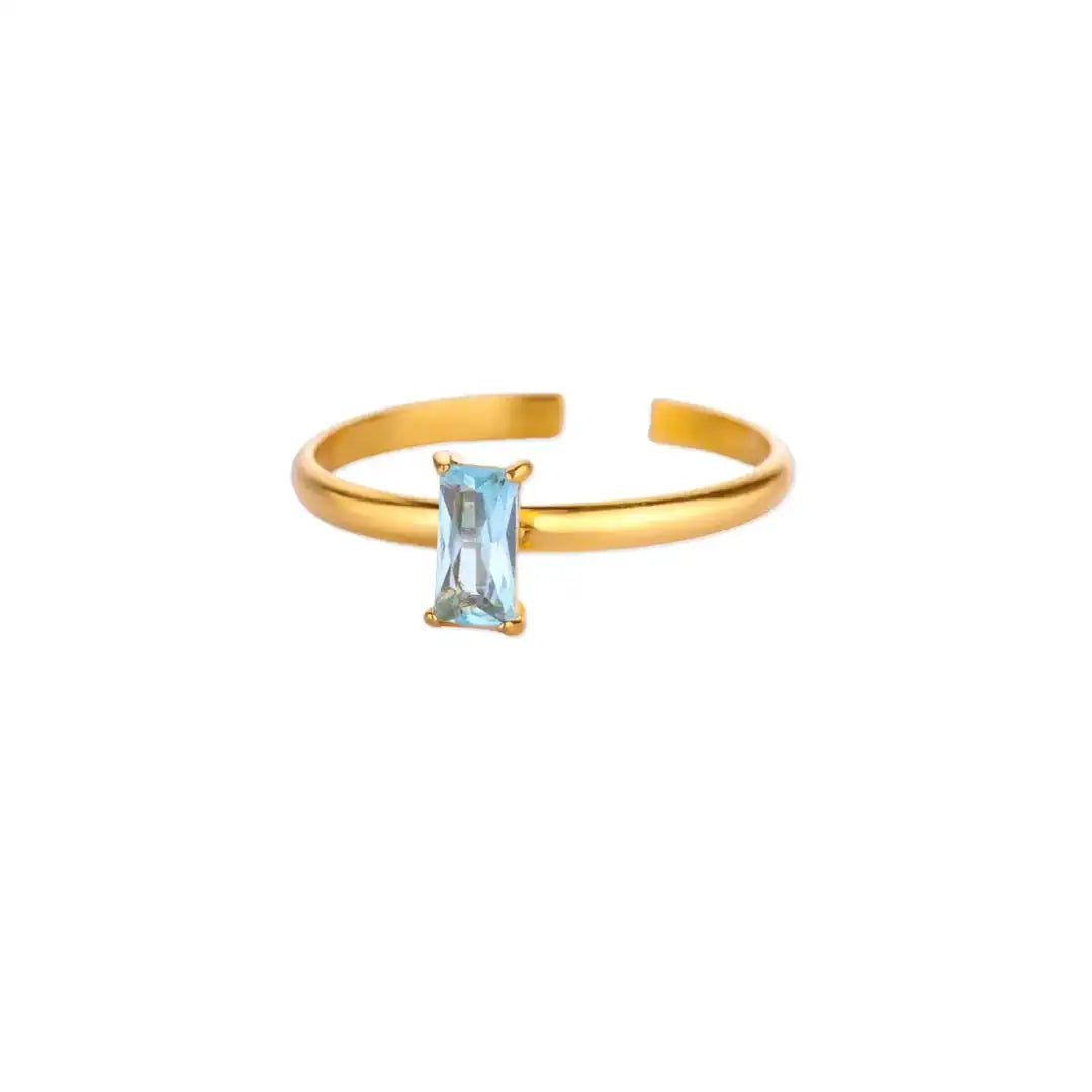 Anello d'Oro Delicato Regolabile con Gemma Colorata