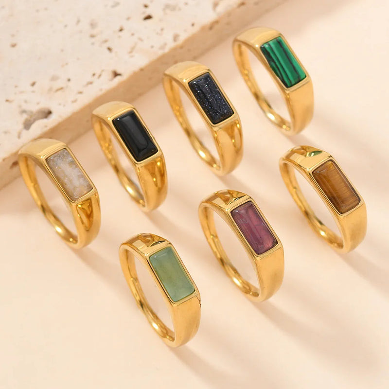 Anelli in Oro con Gemme Rettangolari Eleganti