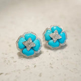 Orecchini a Fiore Blu in Argento Sofisticato