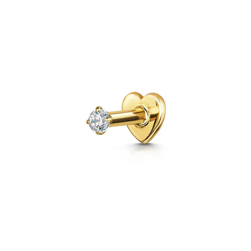 Piercing Labret a Cuore Tondo Piccolo con Glitter