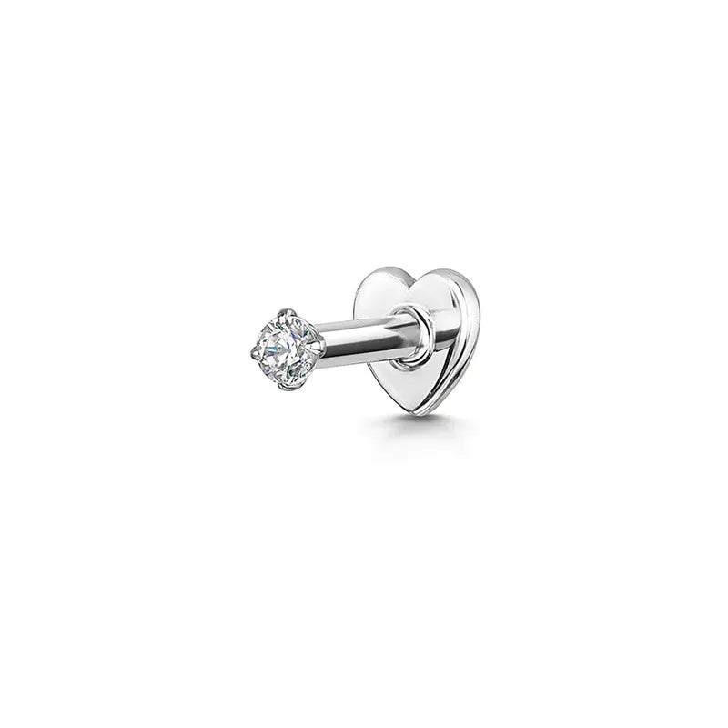 Piercing Labret a Cuore Tondo Piccolo con Glitter