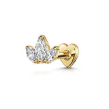 Orecchino Piercing Labret a Cuore a Tre Petali Sfavillante