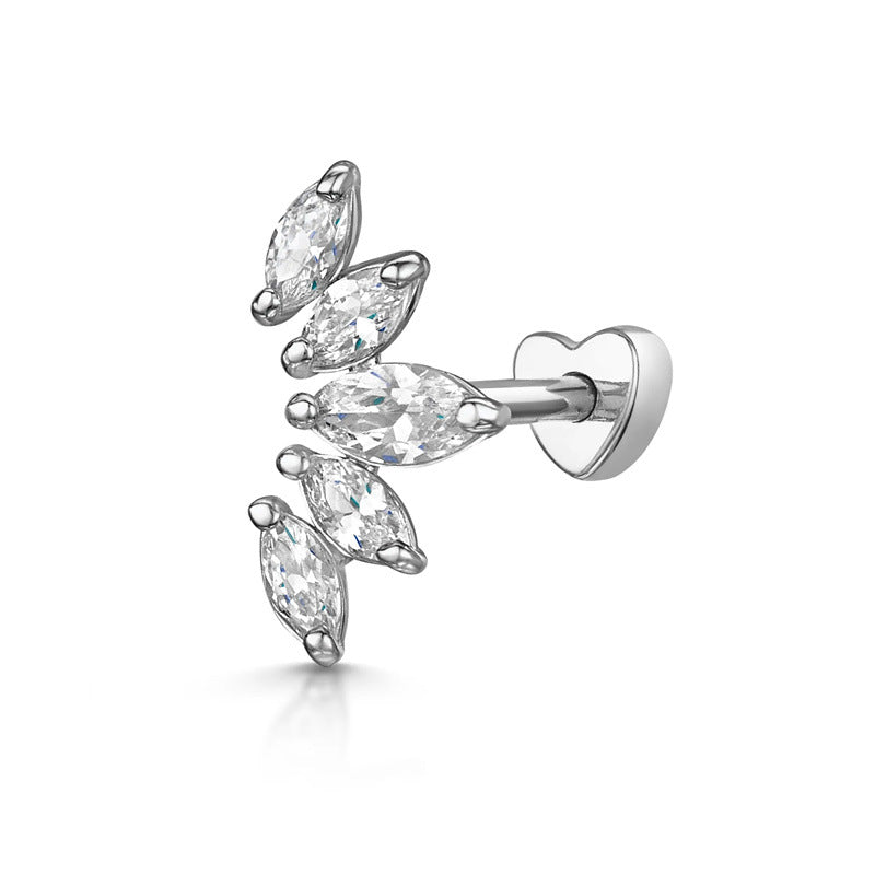 Piercing Labret a Cuore a Cinque Petali Sfavillante