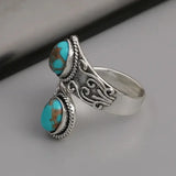 Anello a Fascia con Croce Vintage Elegante in Turchese