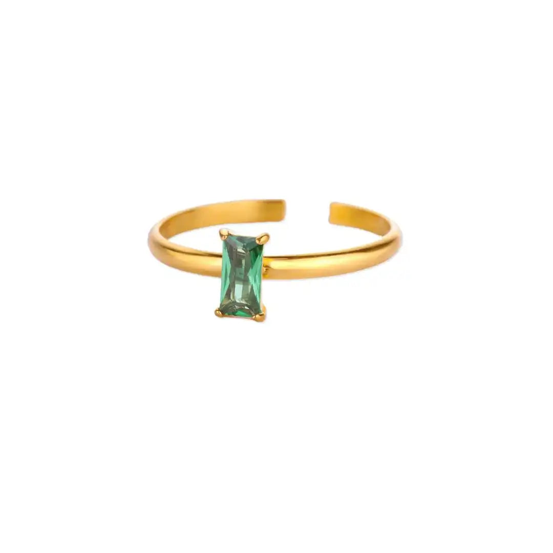 Anello d'Oro Delicato Regolabile con Gemma Colorata
