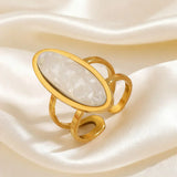 Anello Doppio Ovale in Oro con Cabochon