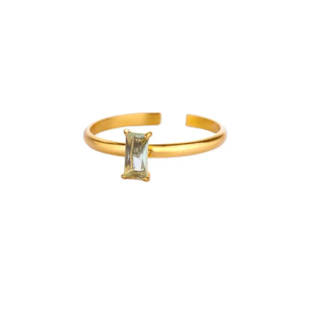 Anello d'Oro Delicato Regolabile con Gemma Colorata