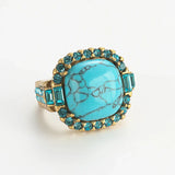 Anello Vintage Art Deco Turchese Oro