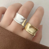 Anello Piatto Larghezza Regolabile in Oro e Argento Vintage