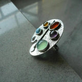Anello Regolabile in Gemme Multicolori Artist Palette