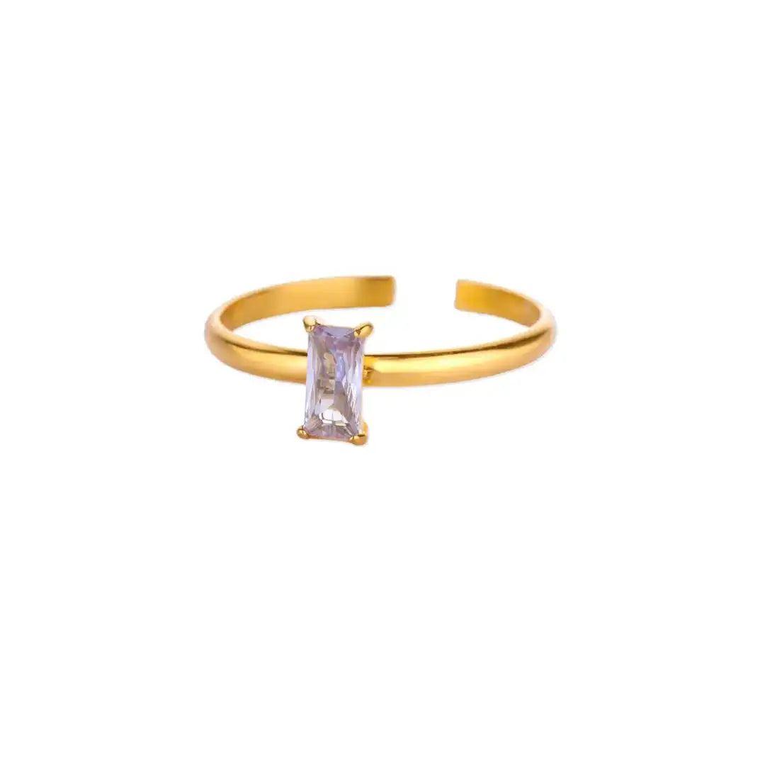 Anello d'Oro Delicato Regolabile con Gemma Colorata