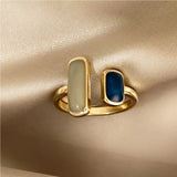 Anello Aperto Regolabile con Gemme Doppie