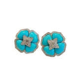 Orecchini a Fiore Blu in Argento Sofisticato