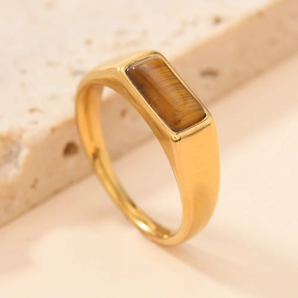 Anelli in Oro con Gemme Rettangolari Eleganti