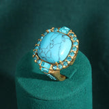 Anello Vintage Art Deco Turchese Oro