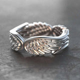 Anello Regolabile con Ali d'Angelo in Argento