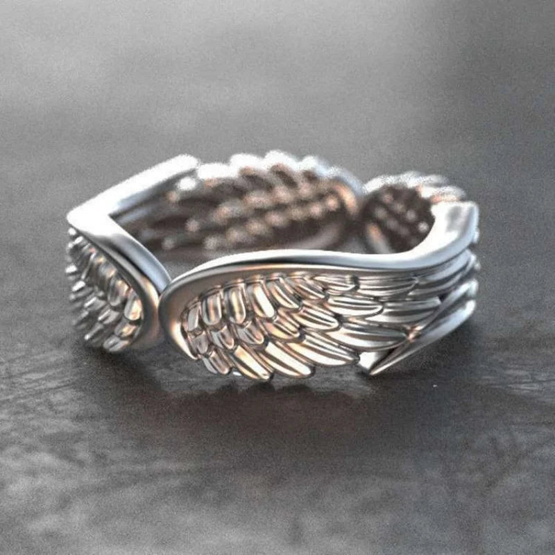 Anello Regolabile con Ali d'Angelo in Argento