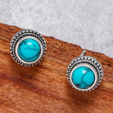 Orecchini a Perno Imitazione Turchese Vintage Bohemien