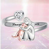 Anello in Argento con Zirconia a Forma di Cuore Regolabile