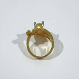Anello Vintage Irregolare in Oro e Argento con Zirconia