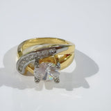 Anello Vintage Irregolare in Oro e Argento con Zirconia