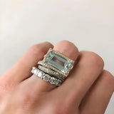 Set di Anelli in Vetro Turchese e Argento Vintage