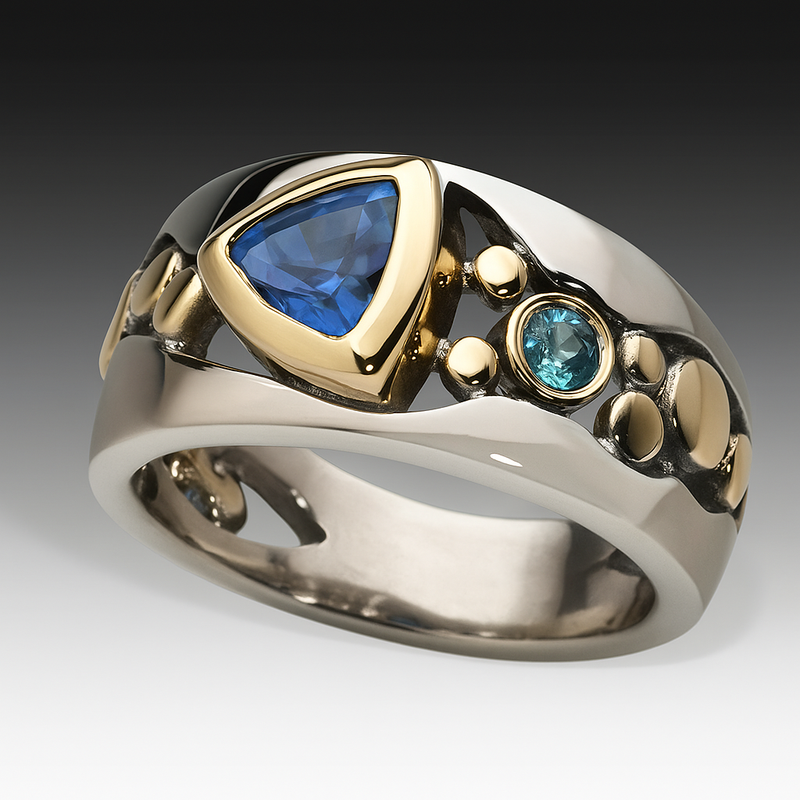 Anello in Cristallo Blu Retro