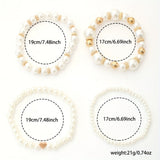 Set di bracciali eleganti a cuore con perle